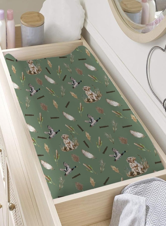 KASTLEE Wild Duck Hunting Hunter Baby Changing Pad Cover for Boy Girl 32''x16'' Mallard Duck Reeds Feathers Unisex Fitted Diaper Change Table Sheets Wild Animal Soft Breathable Nursery Changing Table Mats - Image 3